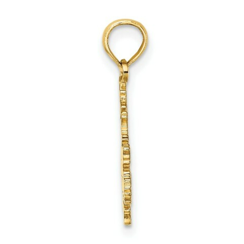 14K Yellow Gold Polished and Engraved ANTIGUA MAP Charm Pendant