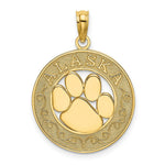 Load image into Gallery viewer, 14K Yellow Gold ALASKA On Round Frame With Bear Paw Charm Pendant
