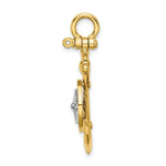 Load image into Gallery viewer, 14K Two-tone Gold 3-D ANCHOR With COMPASS odium Needle Charm Pendant
