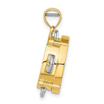 Load image into Gallery viewer, 14K Two-tone Gold 3-D &amp; Moveable Tambourine With Mother Of Pearl Charm Pendant
