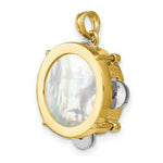 Load image into Gallery viewer, 14K Two-tone Gold 3-D &amp; Moveable Tambourine With Mother Of Pearl Charm Pendant
