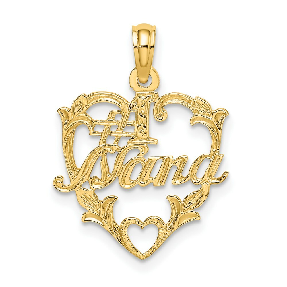 14K Yellow Gold #1 Nana in Heart Charm Pendant