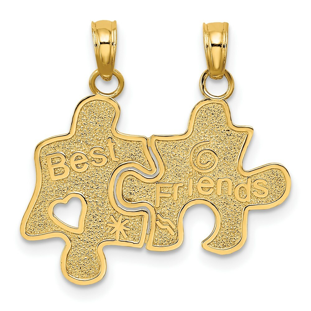 14K Yellow Gold Best Friends Breakable Puzzle Pieces Charm Pendant