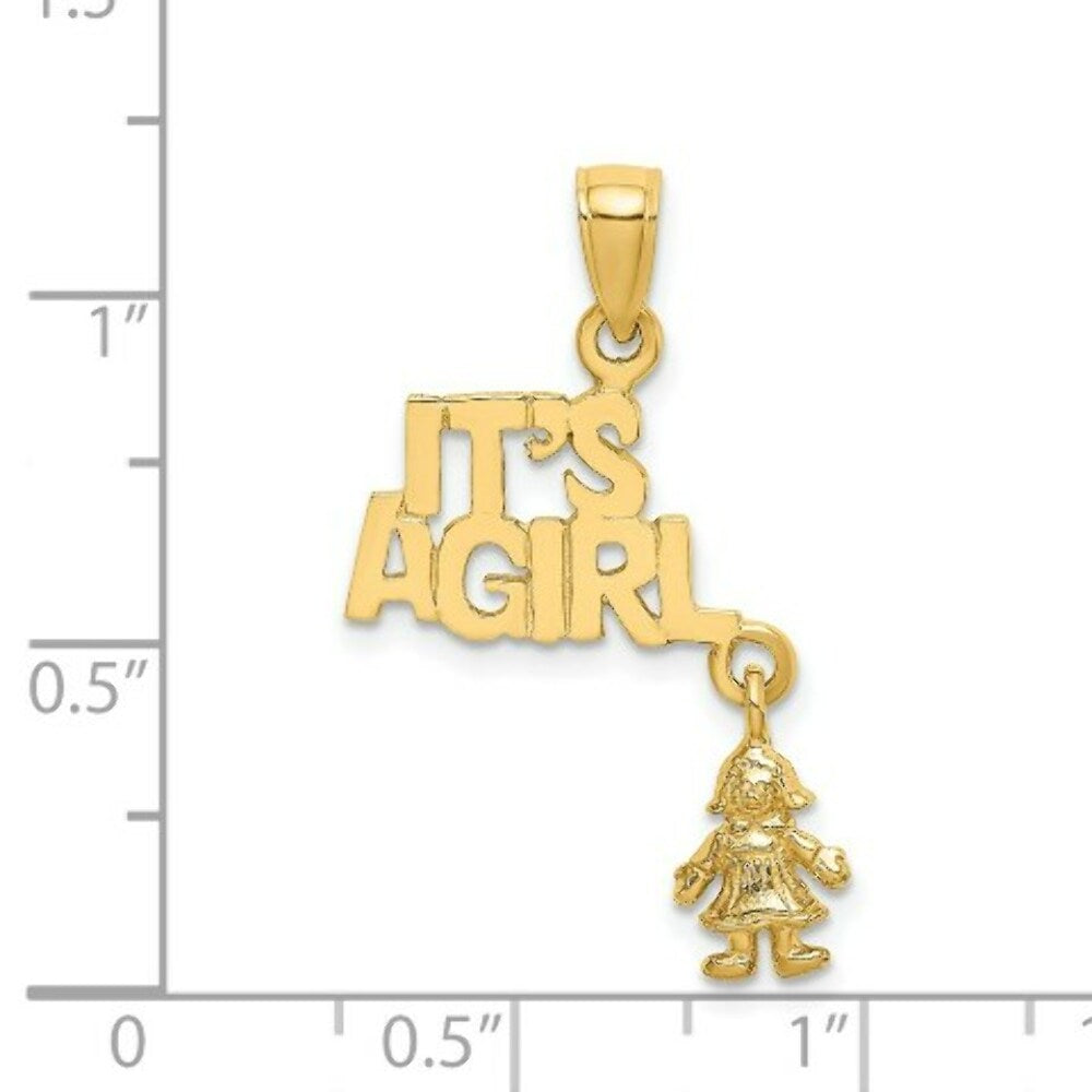 14K Yellow Gold Moveable It's a Girl With Doll