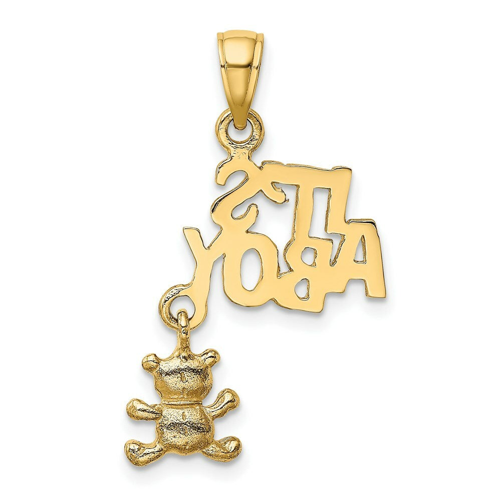14K Yellow Gold Moveable IT'S A BOY With Teddy Bear Charm Pendant