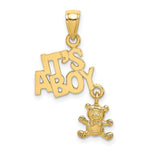 Load image into Gallery viewer, 14K Yellow Gold Moveable IT'S A BOY With Teddy Bear Charm Pendant
