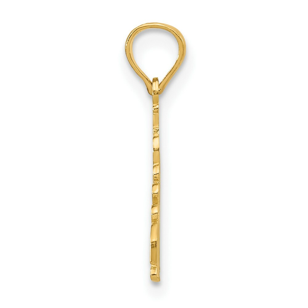 14K Yellow Gold Polished and Engraved I HEART LAKE TAHOE Charm Pendant