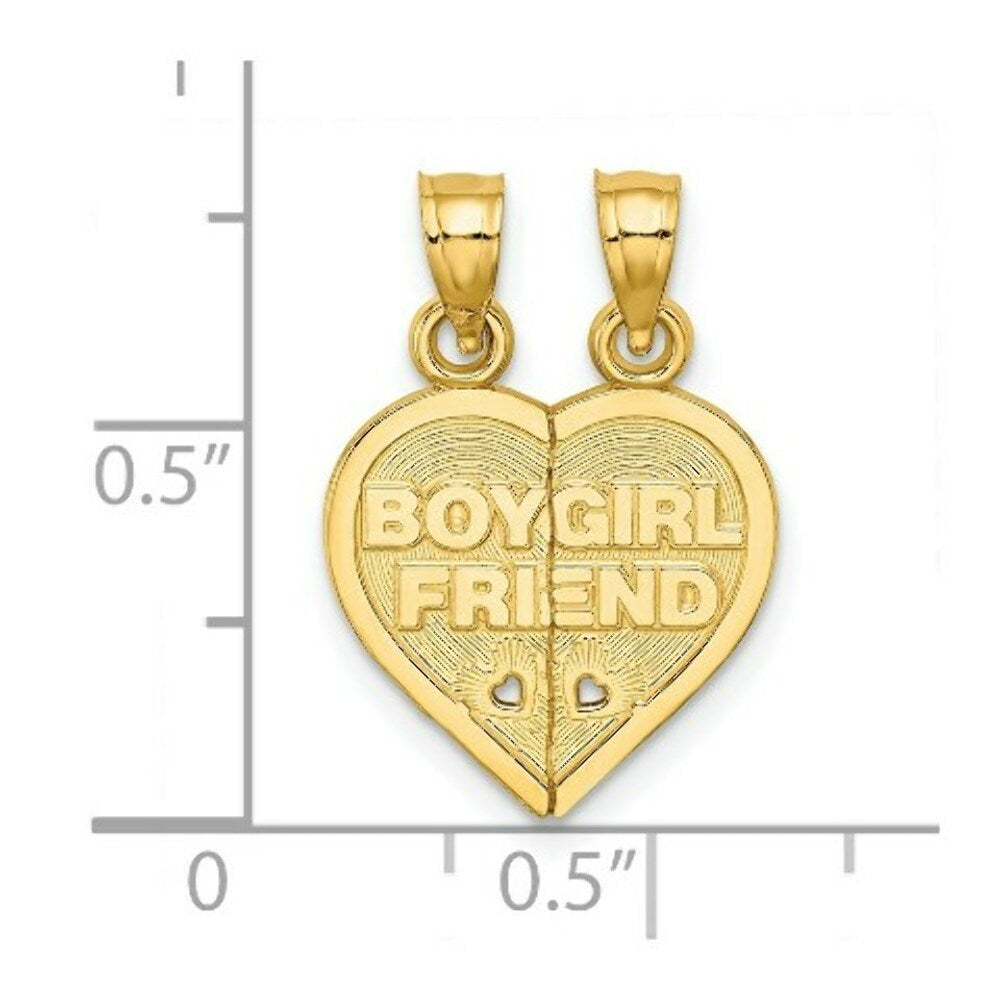 14K Yellow Gold BOY/GIRL FRIEND Breakable Heart Charm Pendant