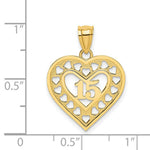 Load image into Gallery viewer, 14K Yellow Gold 15 inside Cut-out Heart Charm Pendant
