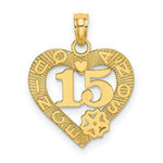 Load image into Gallery viewer, 14K Yellow Gold QUINCE ANOS 15 in Heart Charm Pendant
