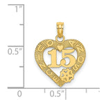 Load image into Gallery viewer, 14K Yellow Gold QUINCE ANOS 15 in Heart Charm Pendant
