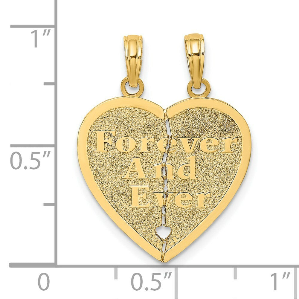 14K Yellow Gold FOREVER AND EVER Breakable Heart Charm Pendant