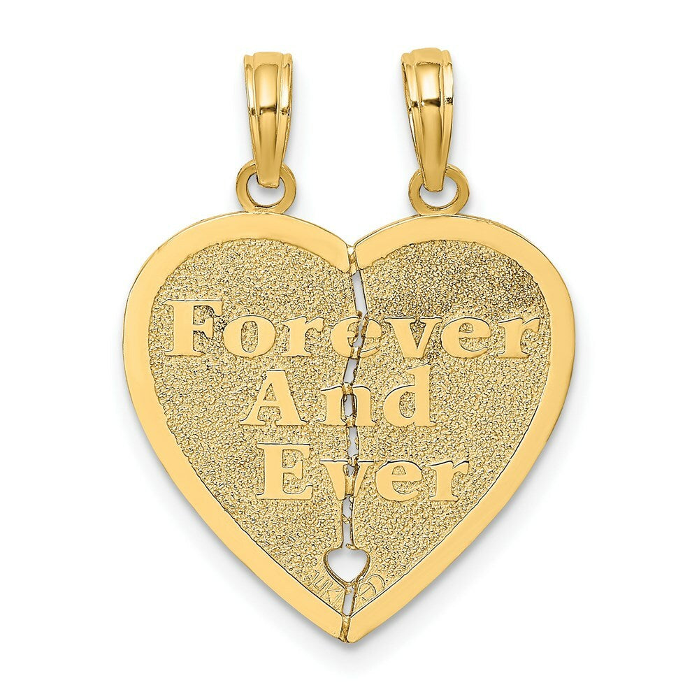 14K Yellow Gold FOREVER AND EVER Breakable Heart Charm Pendant