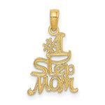 Load image into Gallery viewer, 14K Yellow Gold Polished and Engraved #1 STEP MOM Charm Pendant

