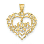 Load image into Gallery viewer, 14K Yellow Gold Polished MOM Dangle in Fancy Frame Heart Pendant
