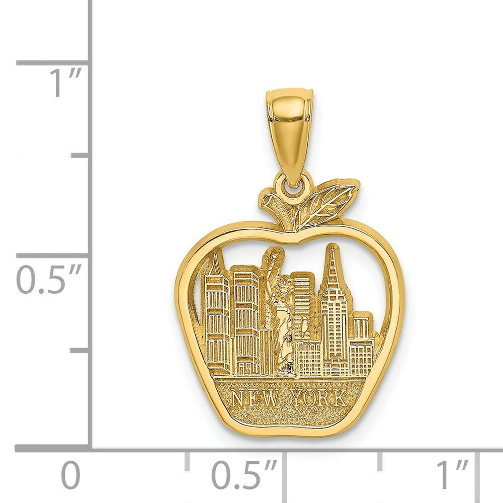 14K Yellow Gold 2-D NEW YORK & CITY In Apple
