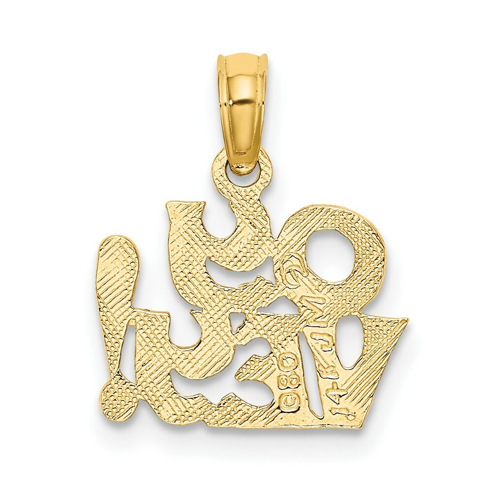 14K Yellow Gold Polished and Engraved OY VEY! Charm Pendant