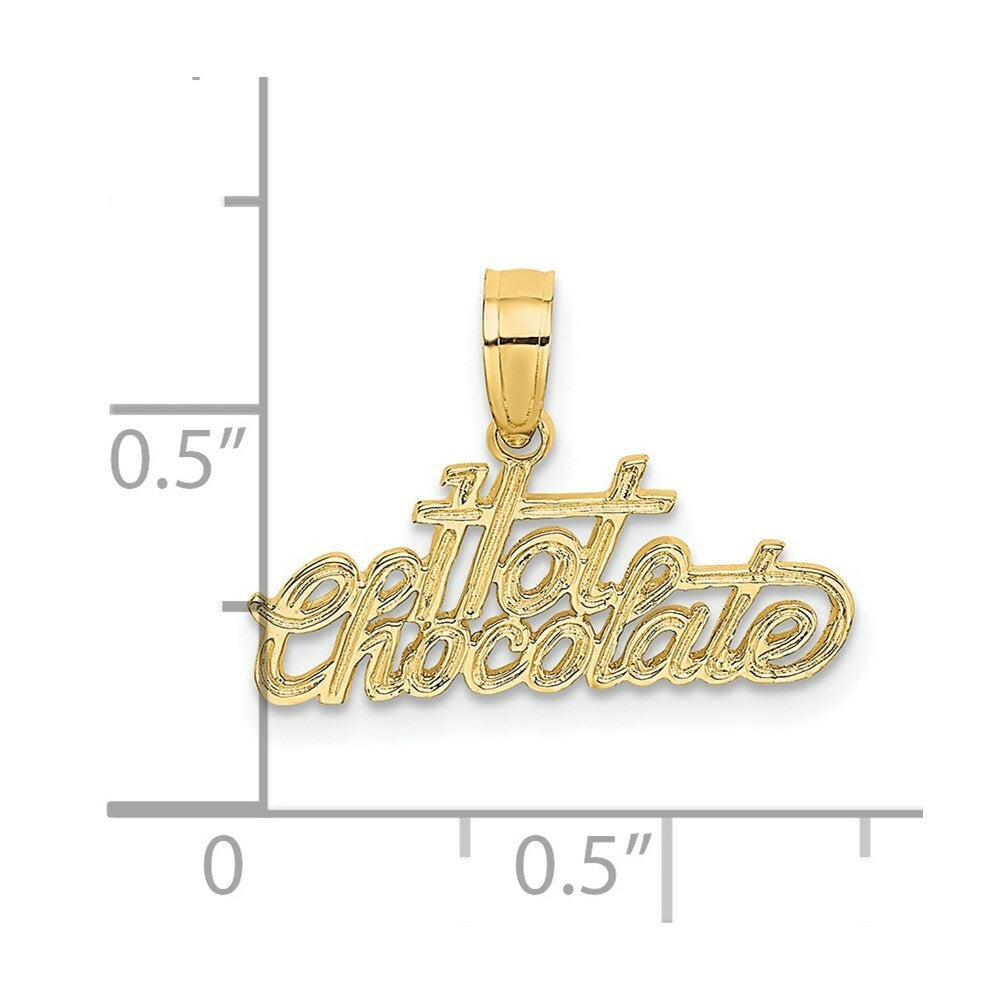 14K Yellow Gold Polished and Engraved Hot Chocolate Charm Pendant