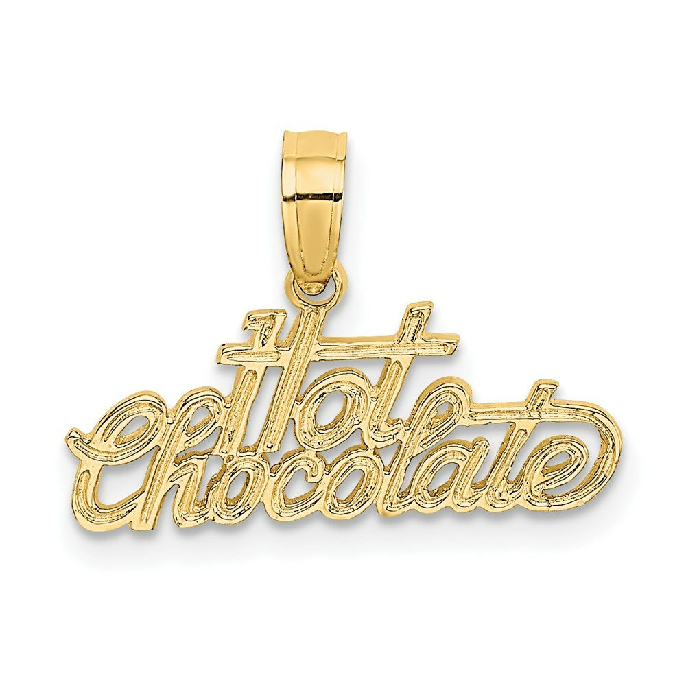14K Yellow Gold Polished and Engraved Hot Chocolate Charm Pendant