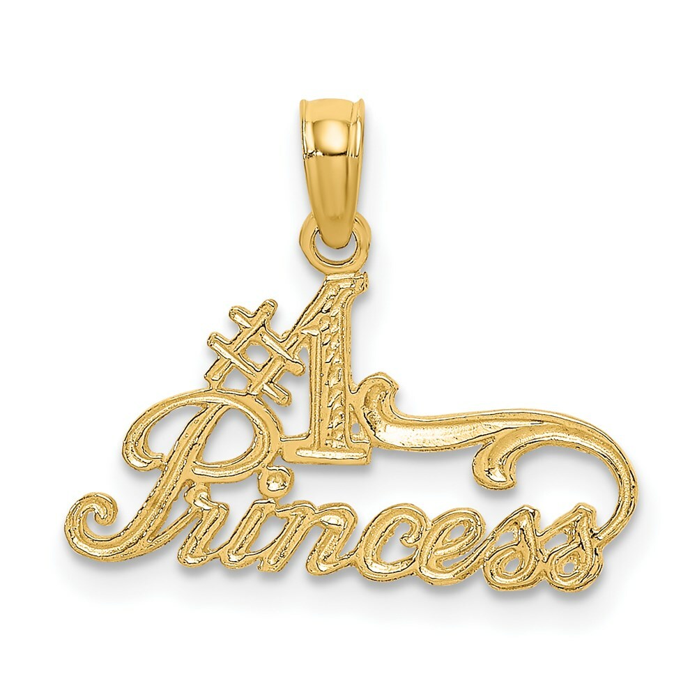 14K Yellow Gold #1 PRINCESS Charm Pendant