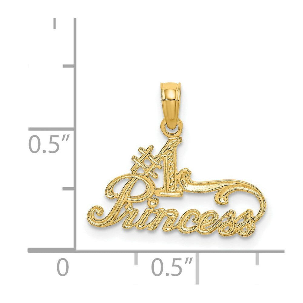 14K Yellow Gold #1 PRINCESS Charm Pendant