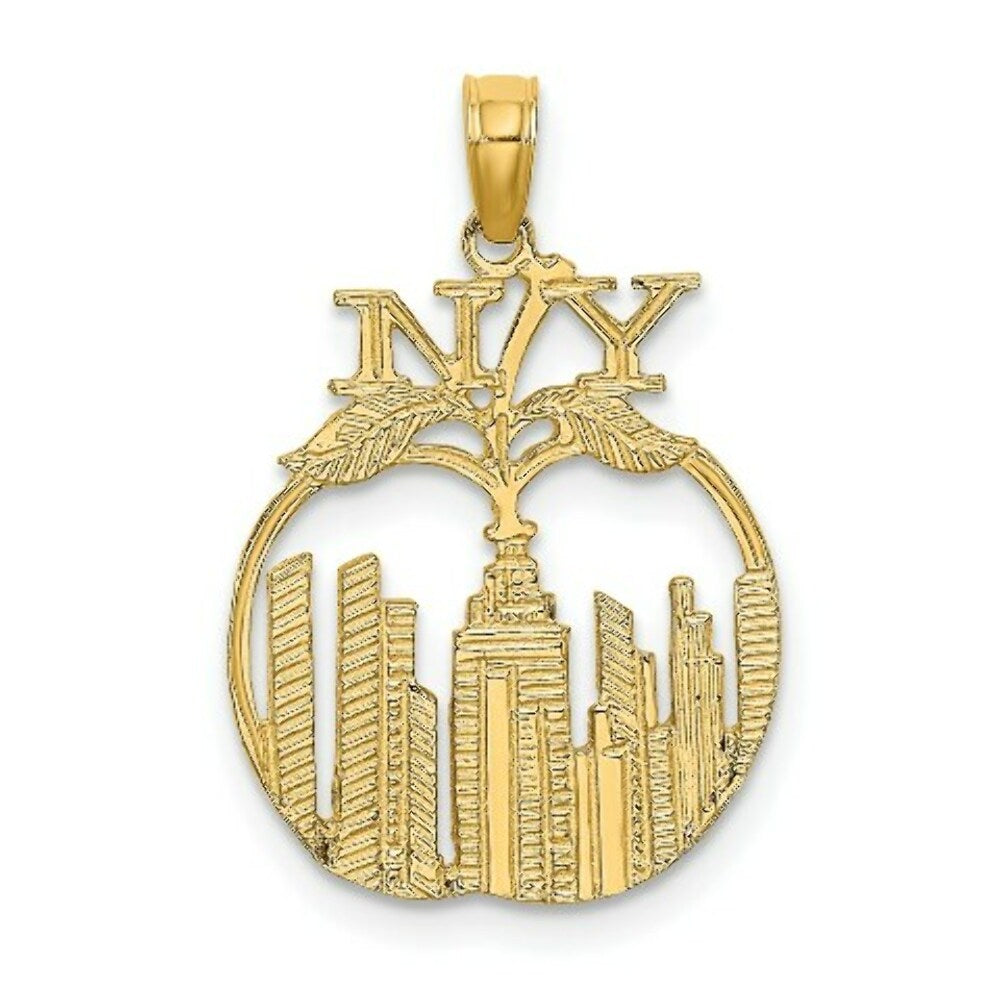14K Yellow Gold New York Skyline in Apple Charm Pendant