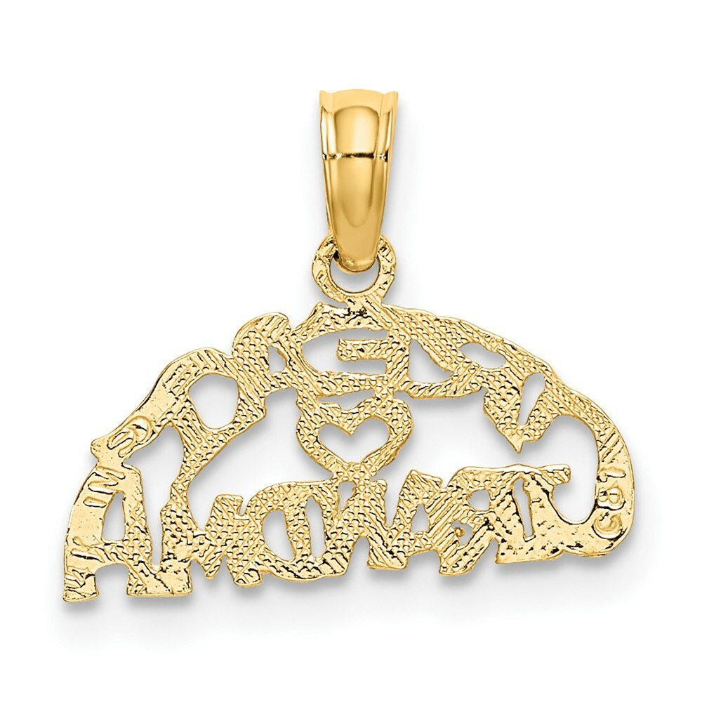 14K Yellow Gold Block & Engraved Great Grandma Charm Pendant