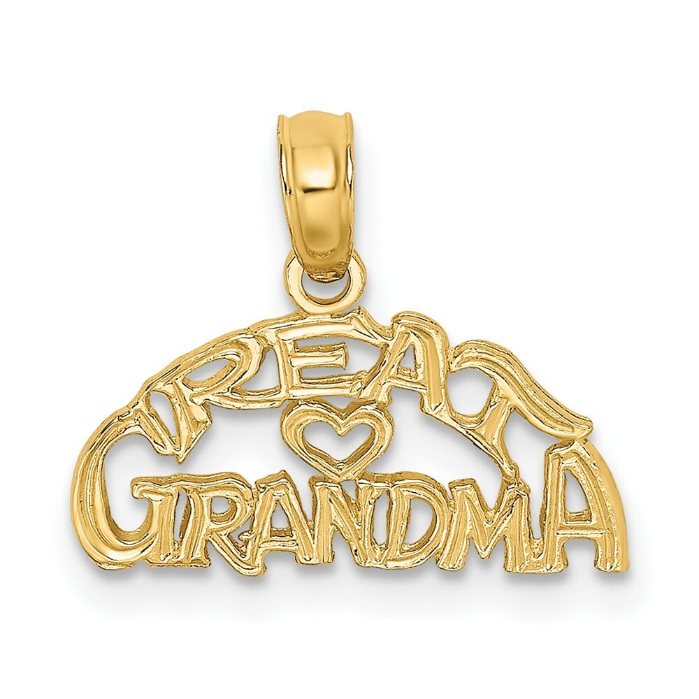 14K Yellow Gold Block & Engraved Great Grandma Charm Pendant