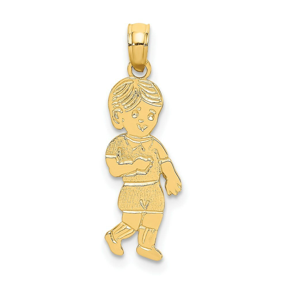 14K Yellow Gold Little Boy Walking Charm Pendant