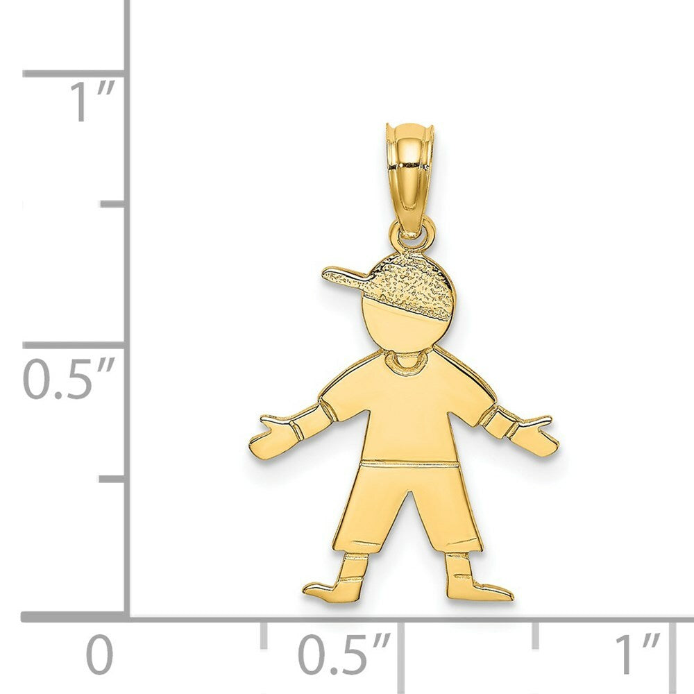 14K Yellow Gold BOY With Baseball Cap Charm Pendant