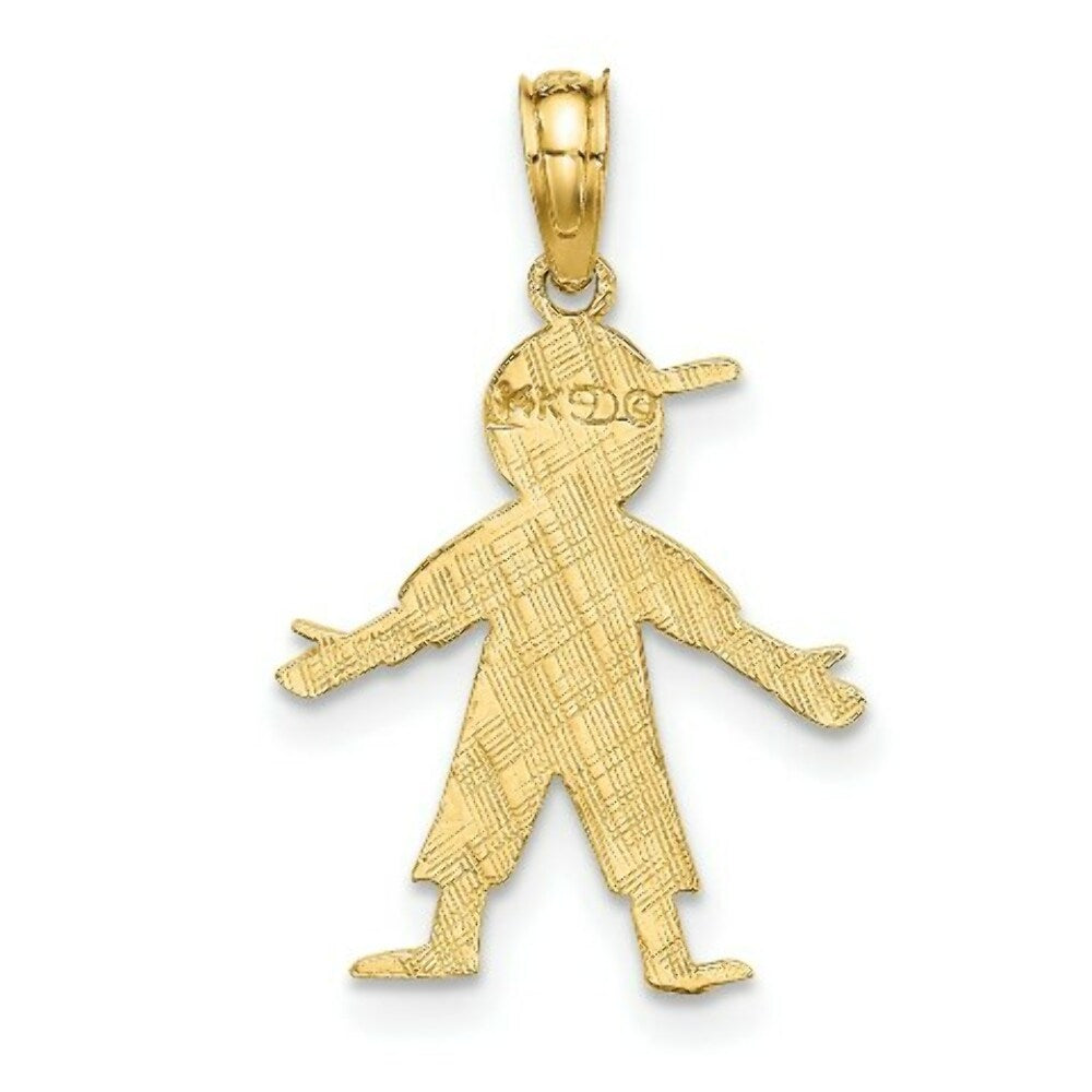 14K Yellow Gold BOY With Baseball Cap Charm Pendant