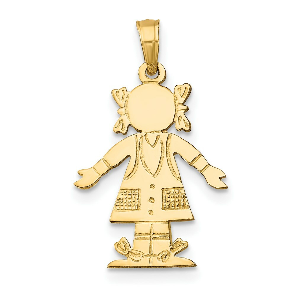14K Yellow Gold Girl Charm Pendant