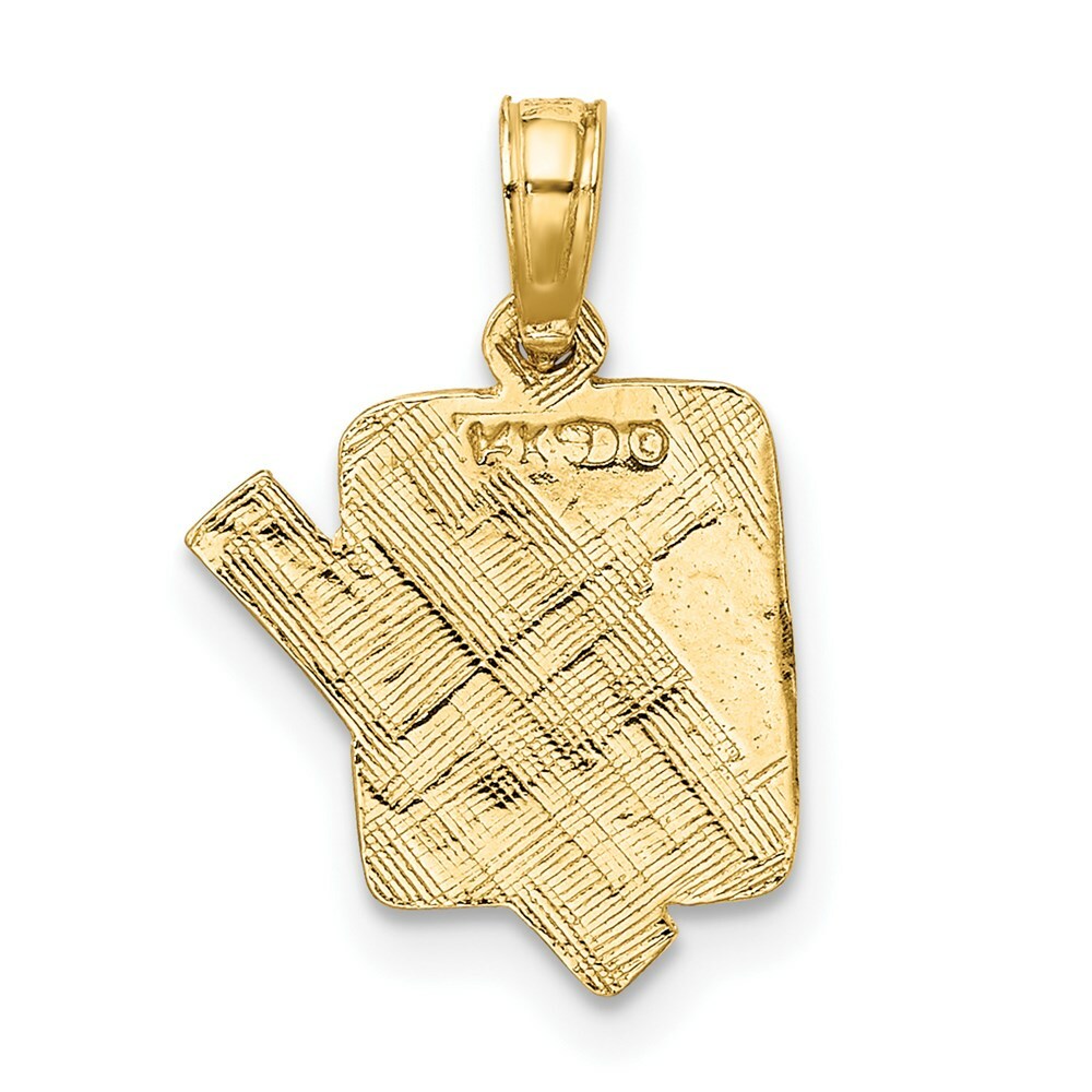14K Yellow Gold School Book & Ruler Charm Pendant