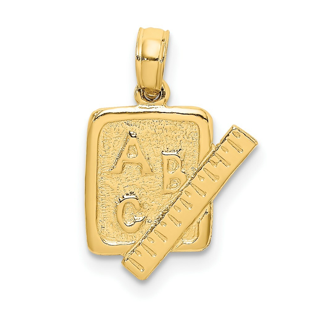 14K Yellow Gold School Book & Ruler Charm Pendant