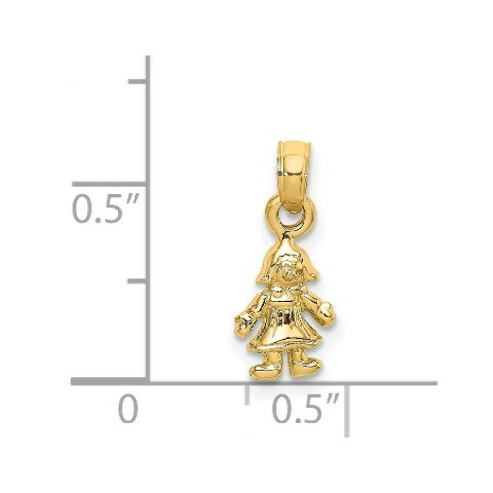 14K Yellow Gold 3-D Mini DOLL Charm Pendant