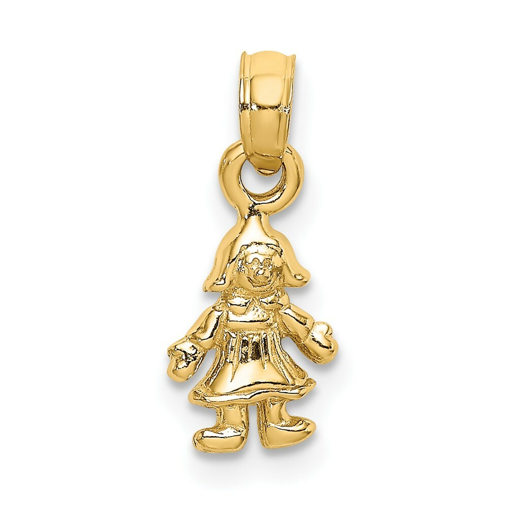 14K Yellow Gold 3-D Mini DOLL Charm Pendant