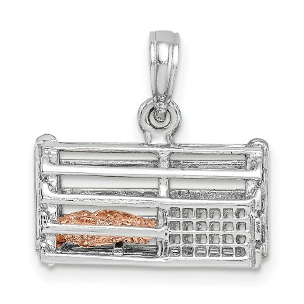 14K Two-Tone Gold Lobster Trap Moveable Charm Pendant