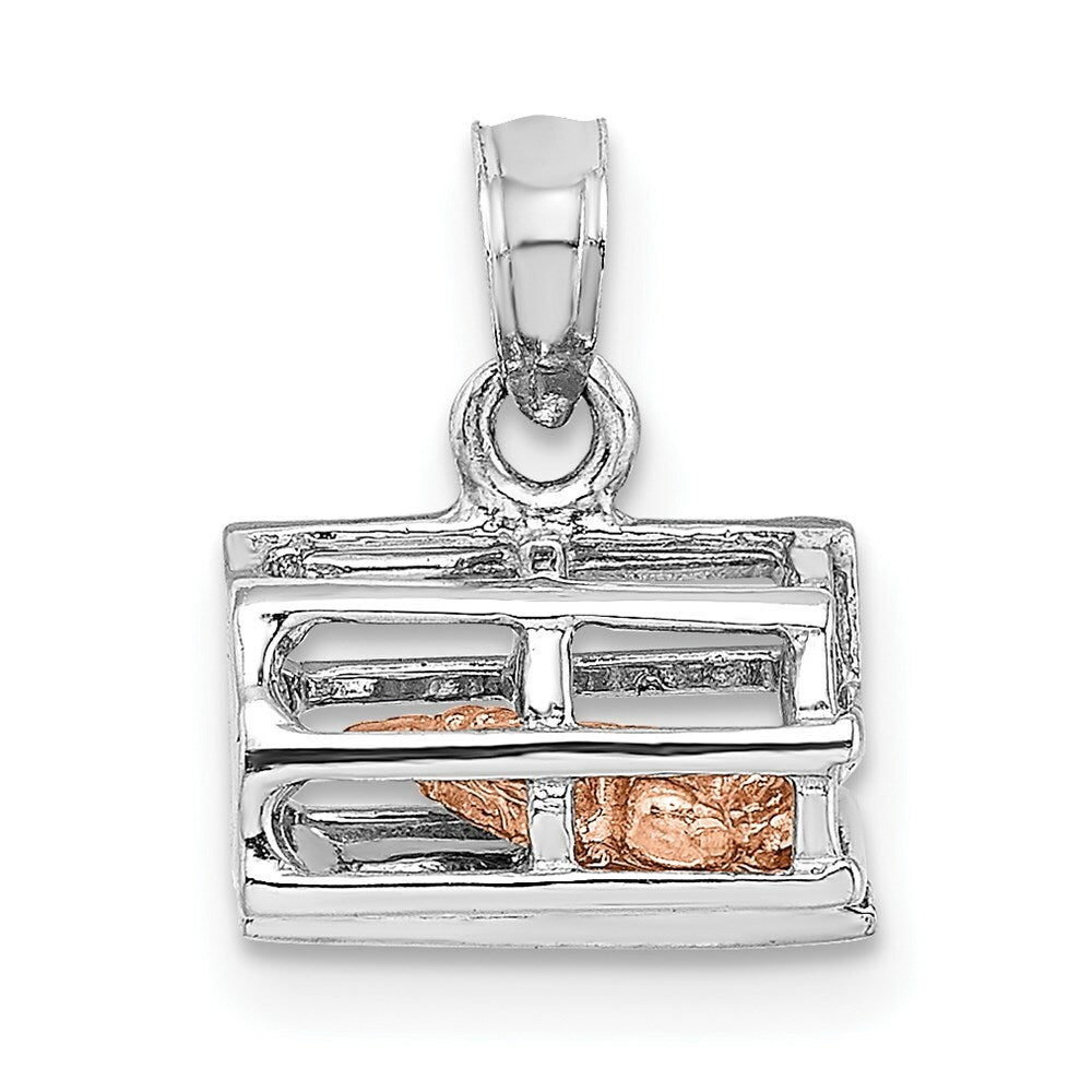 14k Two-Tone Gold Lobster Trap Moveable Charm Pendant