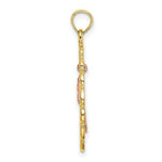 Load image into Gallery viewer, 14K Two-Tone Gold Textured Oval Frame Dangling Rose Charm Pendant
