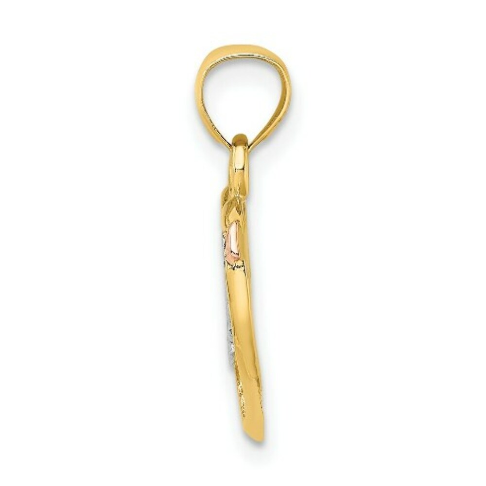 14K Two-tone Yellow & Rose Gold With Love & Arrow Charm Pendant