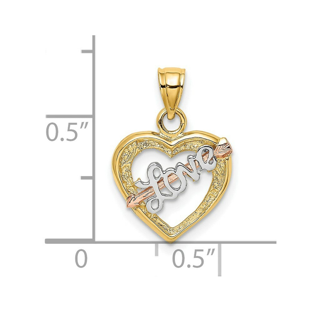 14K Two-tone Yellow & Rose Gold With Love & Arrow Charm Pendant