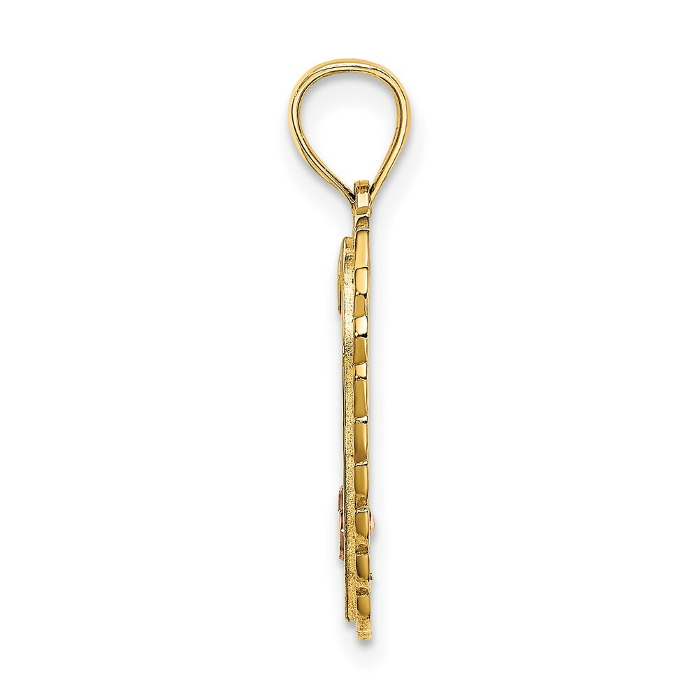 14K Tri-Color Gold SWEET 16 In Heart Charm Pendant