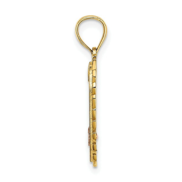 14K Tri-Color Gold SWEET 16 In Heart Charm Pendant