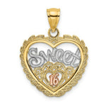 Load image into Gallery viewer, 14K Tri-Color Gold SWEET 16 In Heart Charm Pendant

