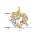 Load image into Gallery viewer, 14K Two-tone Yellow and Rose Gold With Dove and Love and Heart Charm Pendant
