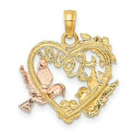 Load image into Gallery viewer, 14K Two-tone Yellow and Rose Gold With Dove and Love and Heart Charm Pendant

