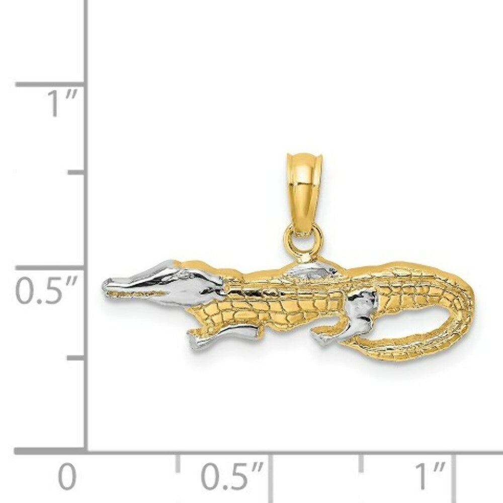 14k Two-Tone Gold 2-D Alligator Charm Pendant