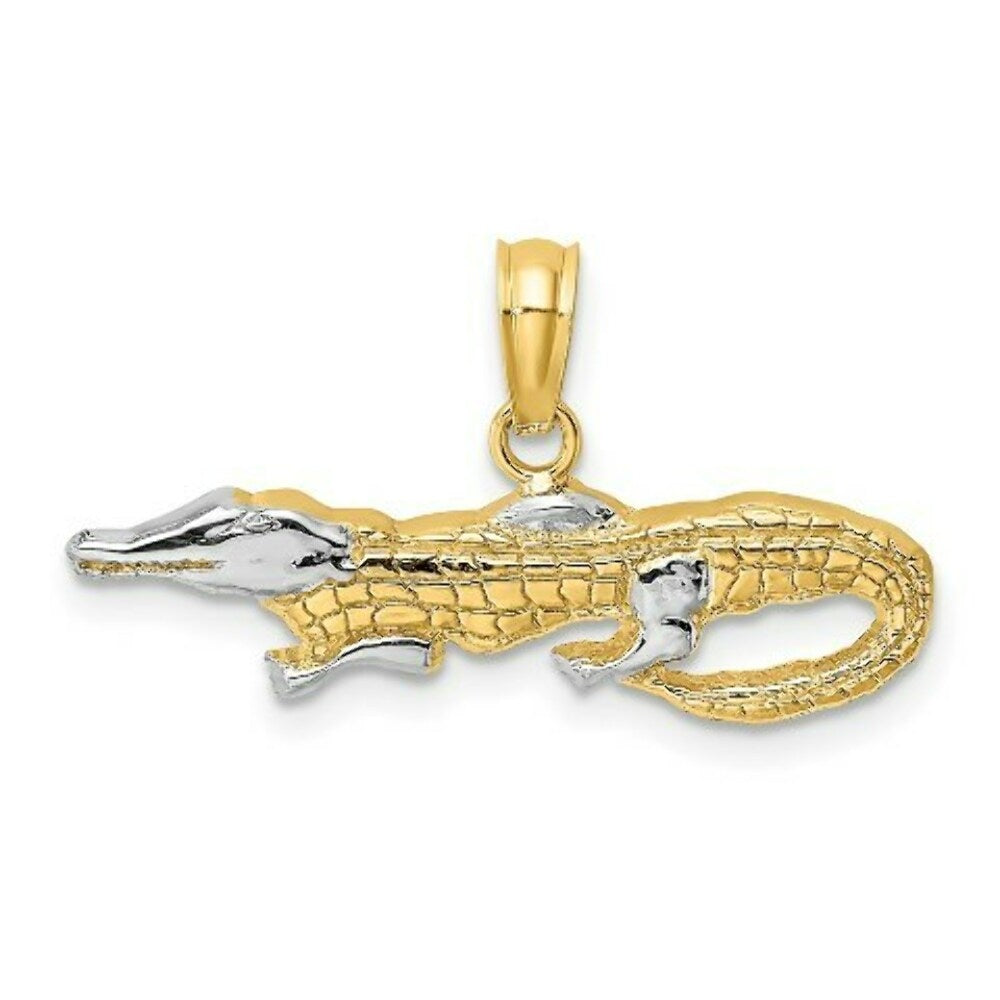 14k Two-Tone Gold 2-D Alligator Charm Pendant