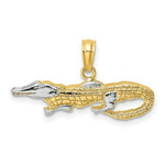 Load image into Gallery viewer, 14k Two-Tone Gold 2-D Alligator Charm Pendant
