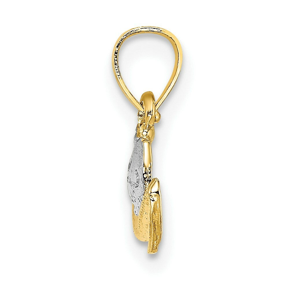14K Yellow Gold with White Rhodium Cowboy Hat Charm Pendant